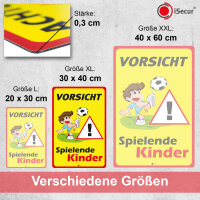 iSecur XL Warnschild I Vorsicht Spielende-Kinder I Aluverbund-Schild I 30 x 40 cm groß I 3 mm Stark I mit UV Schutz-Laminat I Wetterfestes Hinweisschild I hin402