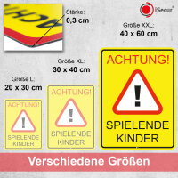 XXL Warnschild I Achtung Spielende-Kinder I Aluverbund-Schild I 40 x 60 cm groß I 3 mm Stark I mit UV Schutz-Laminat I Wetterfestes Hinweisschild I hin401
