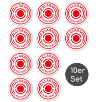 iSecur Aufkleber Alarm gesichert 10x Rund 4 cm I innenklebend I UV-beständig I Hinweis Achtung Alarmanlage I weiß I hin435