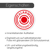 iSecur Aufkleber Alarm gesichert 10x Rund 4 cm I innenklebend I UV-beständig I Hinweis Achtung Alarmanlage I weiß I hin435