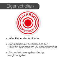 easydruck24de 6 Stück Aufkleber Alarmgesichert I Ø 40mm rund I Hinweis auf Alarmanlage I außenklebend permanent haftend I UV- und witterungsbeständig I für Fenster, Haus, Auto, Baumaschinen I hin434