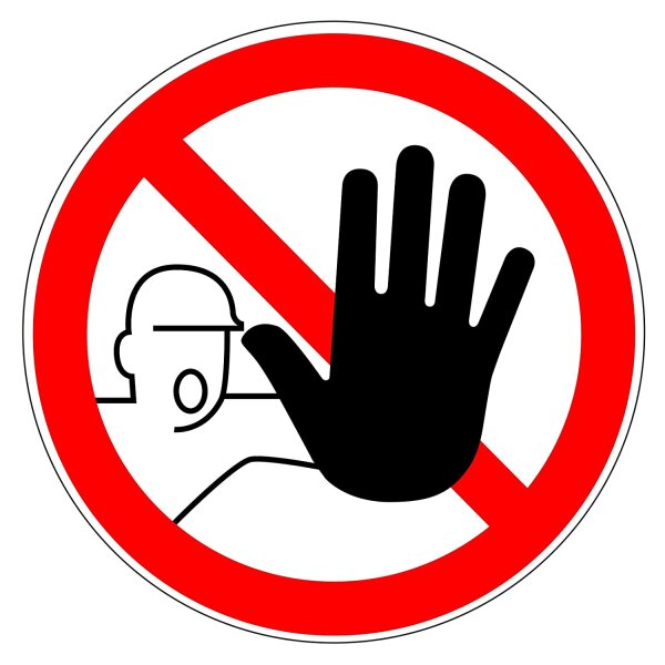 Verbotsaufkleber "D-P006 - Zutritt für Unbefugte verboten", Ø5cm, Art. hin199, DIN 4844-2, Hinweis, Achtung, Warnhinweis, Zutritt für Unbefugte verboten