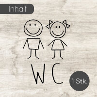 WC Tür-Aufkleber I schwarz I 18 x 24 cm I Motiv Mädchen und Junge I für Badezimmer-Tür, Toiletten-Sticker I Klebe-Schild für Restaurant Laden Geschäft I Folie selbstklebend I hin225