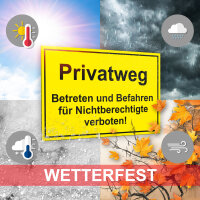 Hinweis-Schild hin023 Privatweg! Betreten und Befahren für Nichtberechtigte verboten! I Größe 30 x 20 cm I Warnung Vorsicht Privat gelb schwarz