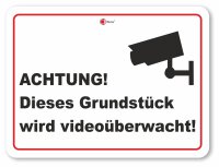 XL-Warnschild I Achtung Video-Überwachung I Aluverbund-Schild I 40 x 30 cm I hin_417