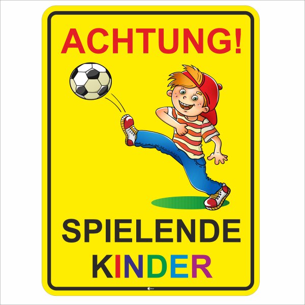 XL Warnschild I Spielende-Kinder I Aluverbund-Schild I 30 x 40 cm I hin_397