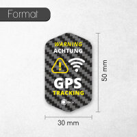 iSecur 4er GPS Tracking Aufkleber Set I 3 x 5 cm I Warning GPS-Gesichert I außenklebend wetterfest I Carbon Optik I hin833