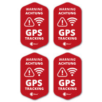 iSecur 4er GPS Tracking Aufkleber Set I 3 x 5 cm I Warning GPS-Gesichert I außenklebend wetterfest I rot I hin834